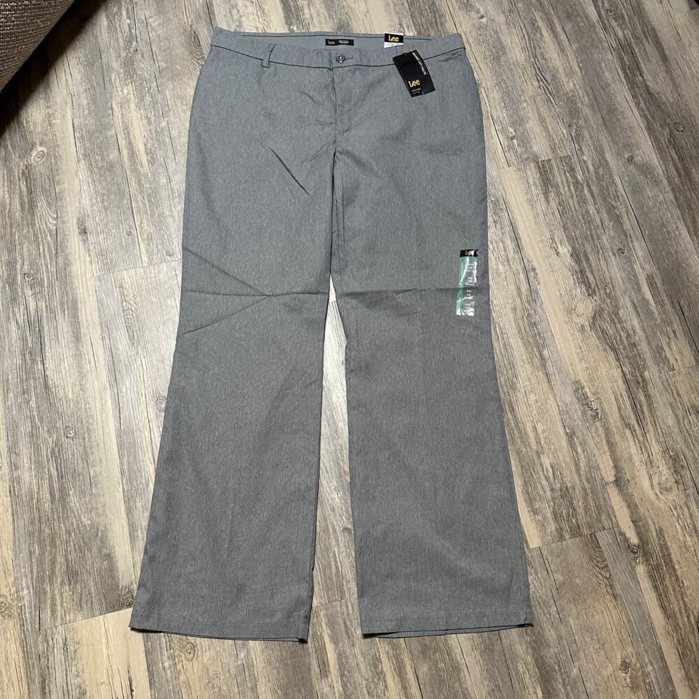 NWT Lee Women's Size 18 Ash Heather Regular Fit Flex Motion Mid Rise Trousers